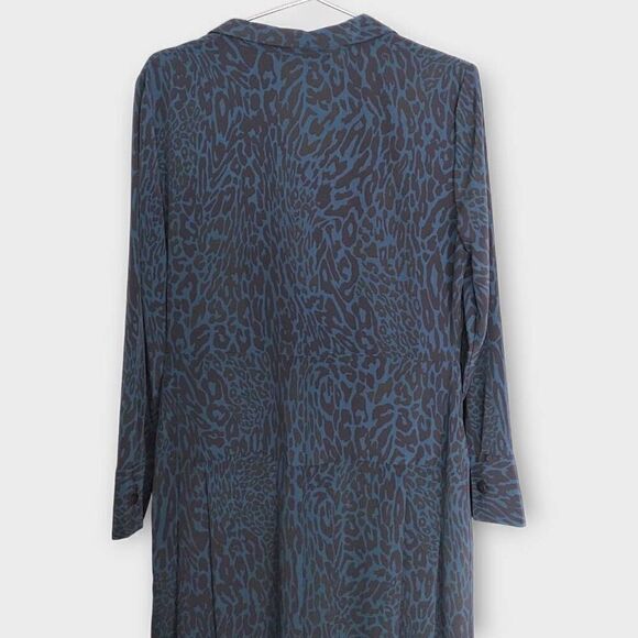Top Shop Leopard Midi Sz 8 Turquoise Black Button Crepe Dress Academia Whimsicor - Picture 8 of 13